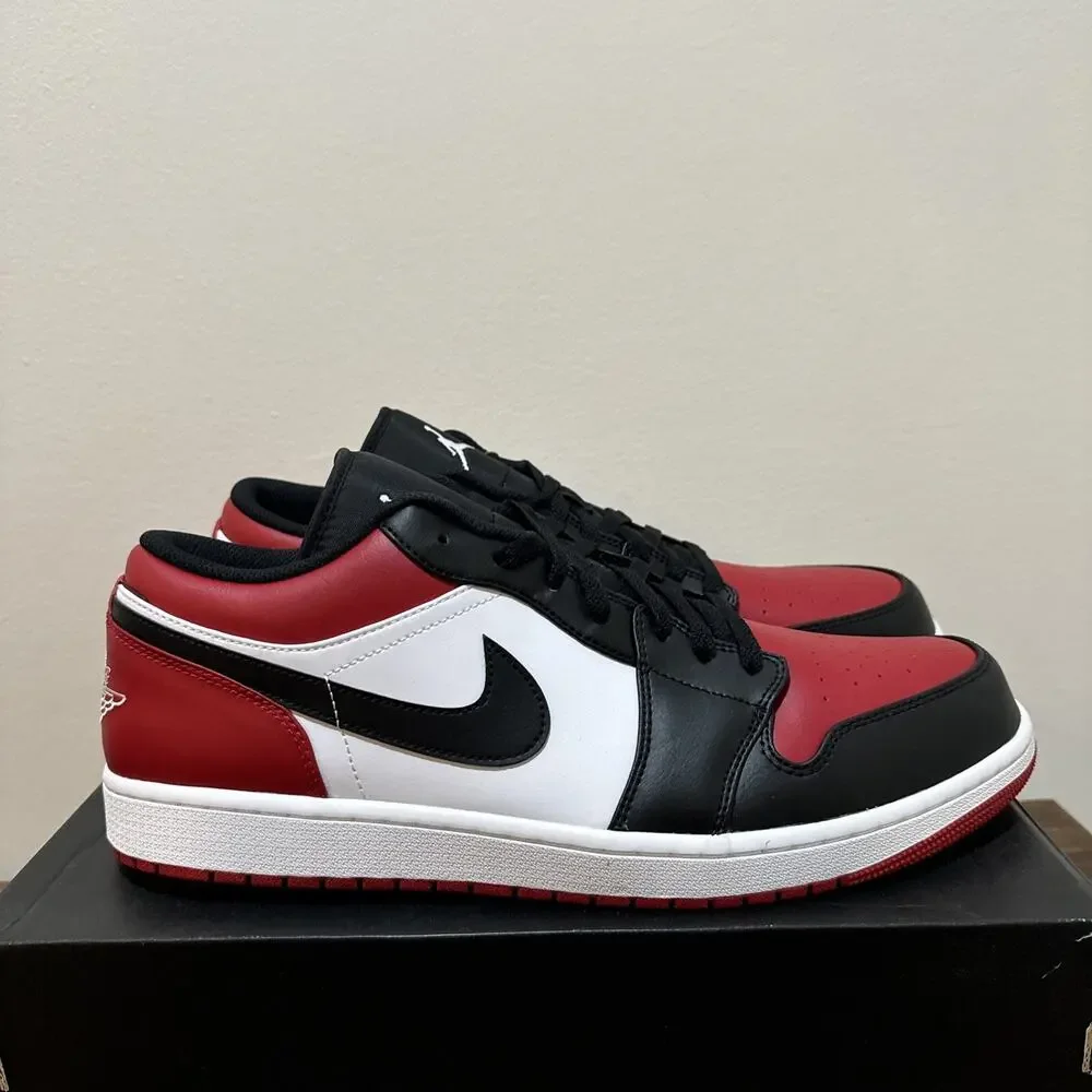 Nike Air Jordan 1 Low Bred Toe Size 15 Black Red Sneaker 553558-612 Chicago Bred